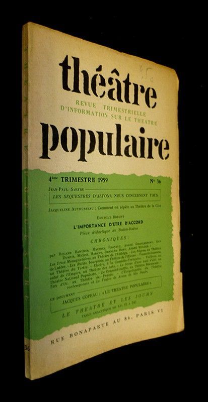 Théâtre populaire, n° 36, 4ème trimestre 1959