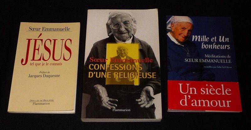Lot de 3 ouvrages de Soeur Emmanuelle : Jésus tel que je le connais - Mille et un bonheurs - Confessions d'une religieuse (3 volumes)