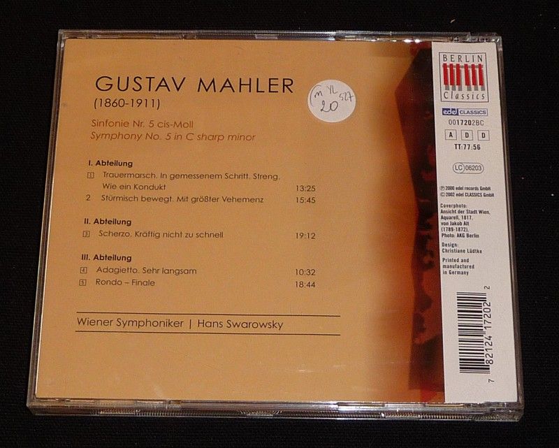 Gustav Mahler : Symphony No. 5 - Wiener Symphoniker (CD)
