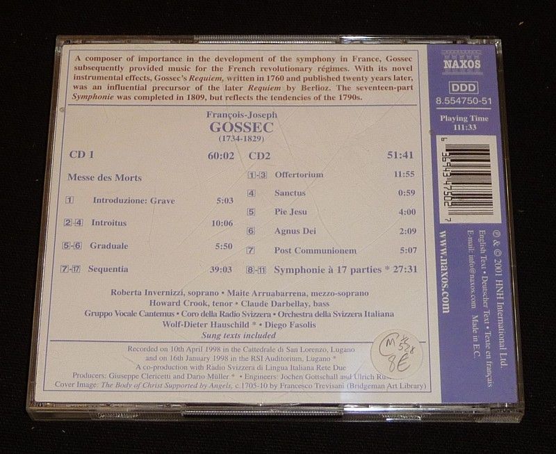 Gossec : Grande Messe des Morts - Symphonie à 17 parties (2 CD)