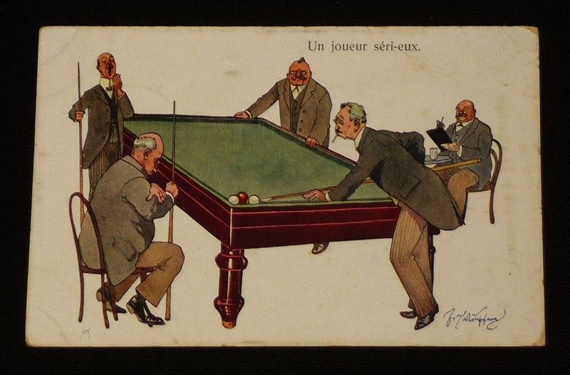 Carte postale ancienne : Un joueur séri-eux