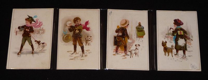 Lot de 4 chromos : Jeux de neige