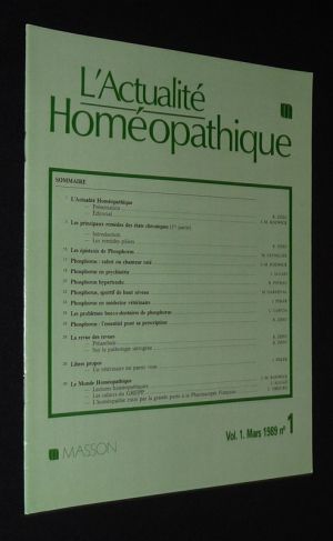 L'Actualité homéopathique (Vol.1 - mars 1989 - n°1)