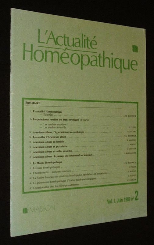 L'Actualité homéopathique (Vol.1 - juin 1989 - n°2) 