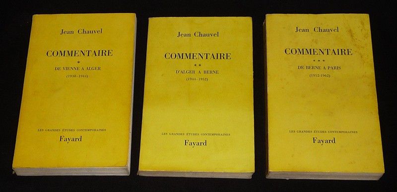 Commentaire. Tome 1 : De Vienne à Alger - Tome 2 : D'Alger à Berne - Tome 3 : De Berne à Paris (3 volumes)