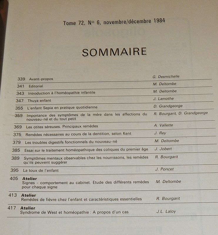 L'Homéopathie française (Tome 72 - n°6, novembre-décembre 1984) : Homéopathie et pédiatrie
