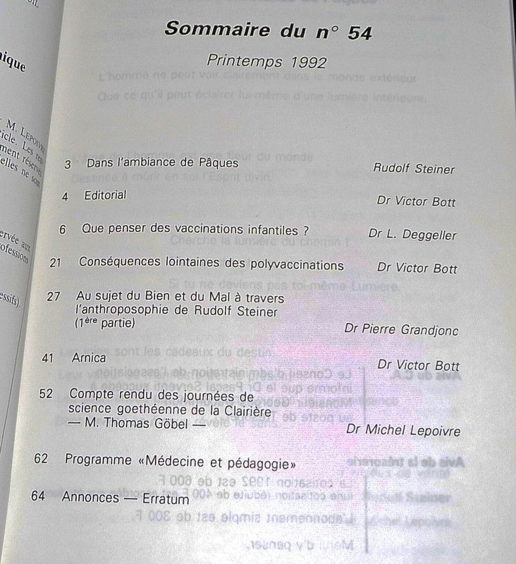 Cahiers de Médecine anthroposophique (n°54, printemps 1992)
