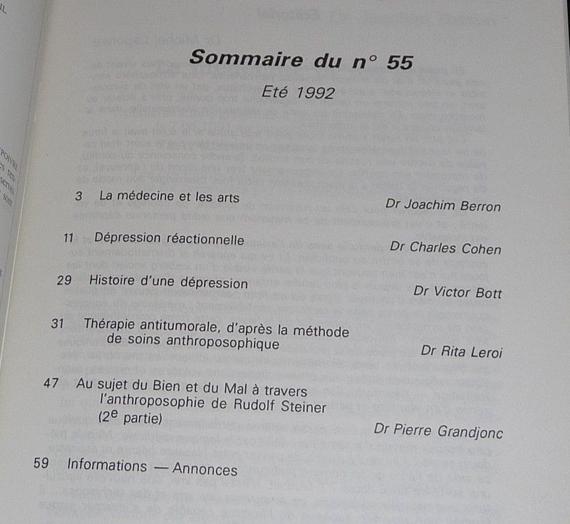 Cahiers de Médecine anthroposophique (n°55, été 1992)