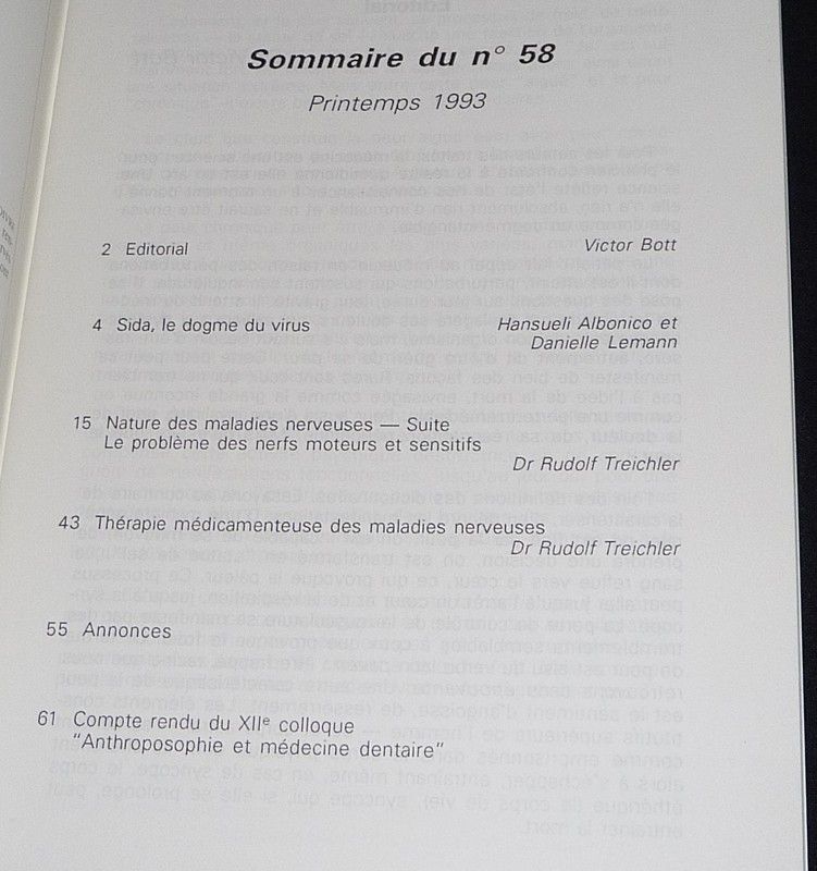 Cahiers de Médecine anthroposophique (n°58, printemps 1993)