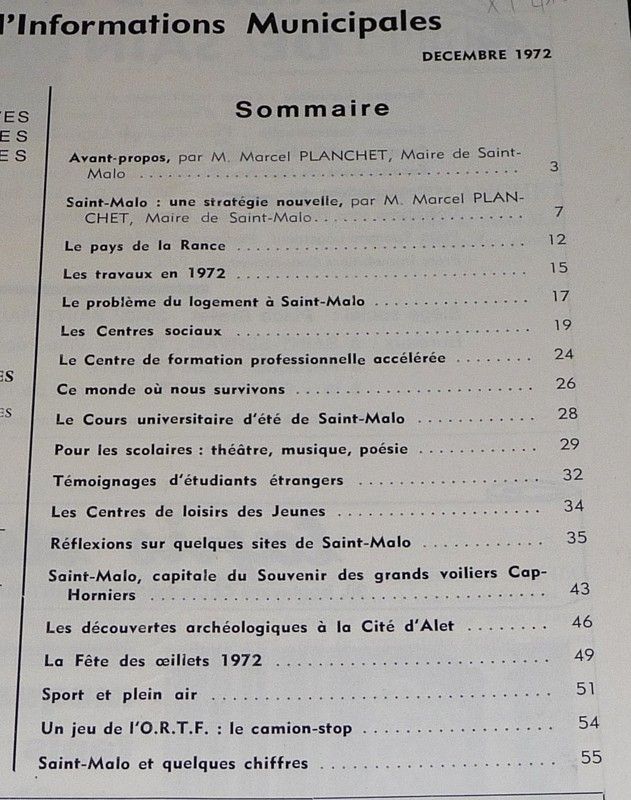 Saint-Malo, revue d'informations municipales (décembre 1972)
