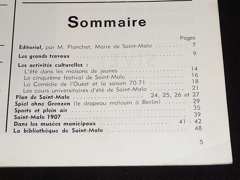 Saint-Malo, revue d'informations municipales (hiver 1970)