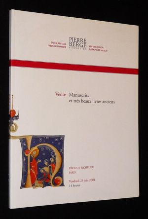 Pierre Bergé & associés - Vente du 25 juin 2004 : Manuscrits et très beaux livres anciens