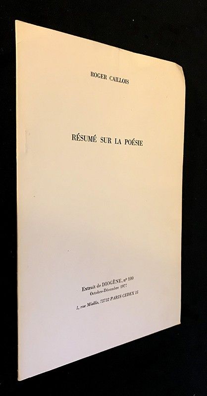 Résumé sur la Poésie - extrait de Diogène, n°100, (octobre-décembre 1977)