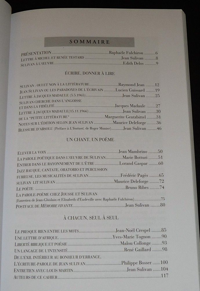Chant, parole, écriture : Rencontre avec Jean Sulivan n°9