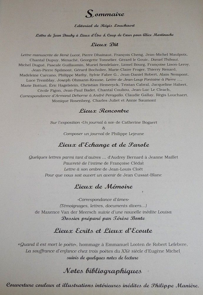 Lieux d'être (n°30) : J'écris, tu m'écris... Correspondance, journal intime