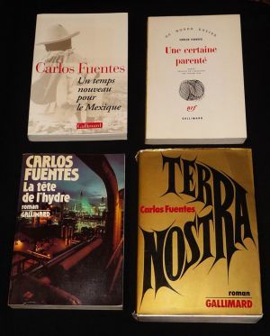 Lot de 4 ouvrages de Carlos Fuentes : Un temps nouveau pour le Mexique - La Tête de l'Hydre - Une certaine parenté - Terra Nostra (4 volumes)