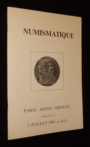 Numismatique - Hôtel Drouot, vente du 3 juillet 1981 : Monnaies de collection, trésor de Rouville, documentation, assignats, jetons, médailles de médecine