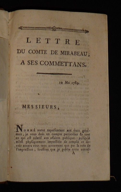 Lettres du Comte de Mirabeau à ses comettans