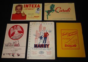 Lot de 5 buvards publicitaires : Vêtements