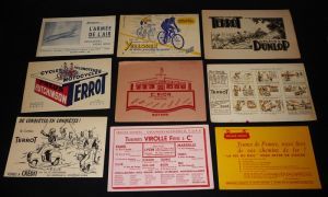 Lot de 9 buvards publicitaires : Avions - Cycles - Voitures...