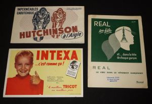 Lot de 3 buvards publicitaires : Vêtements Intexa - Real - Hutchinson