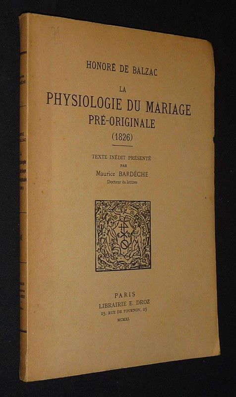 La Physiologie du mariage pré-originale (1826)
