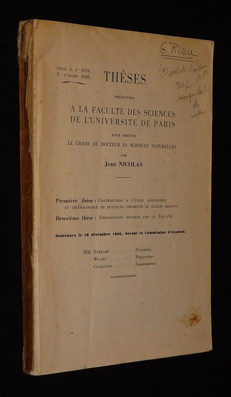 Contribution à l'étude géologique et minéralogique de quelques gisements de kaolin bretons