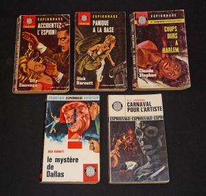 Lot de 5 ouvrages de la collection "Espionnage" (Editions de l'Arabesque)