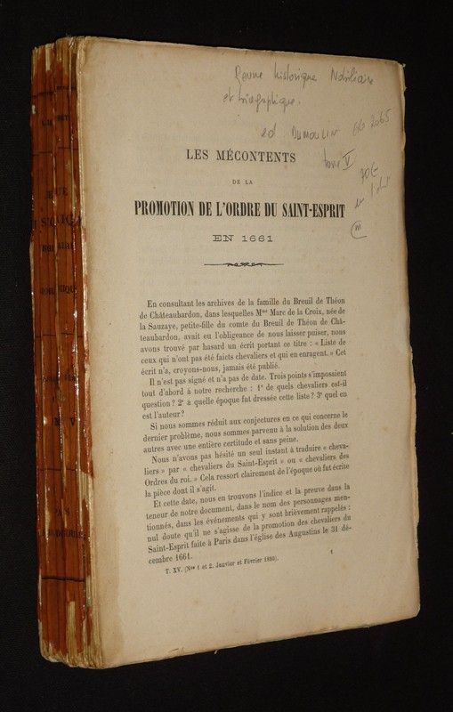 Revue historique nobiliaire  et biographique (Tome V)