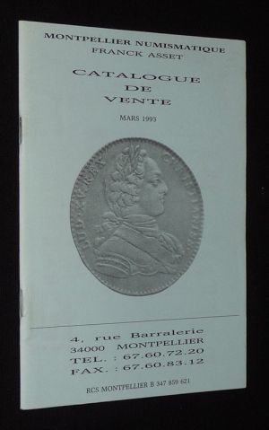 Montpellier Numismatique / Franck Asset - Catalogue de vente, mars 1993