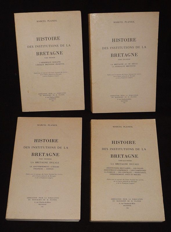 Histoire des institutions de la Bretagne, Tomes 1 à 4 (4 volumes)