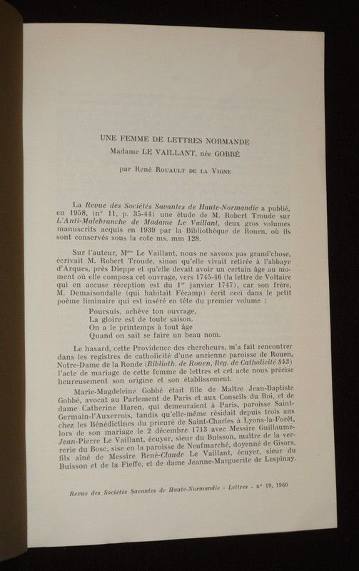 Une femme de lettres normande : Madame Le Vaillant, née Gobbé