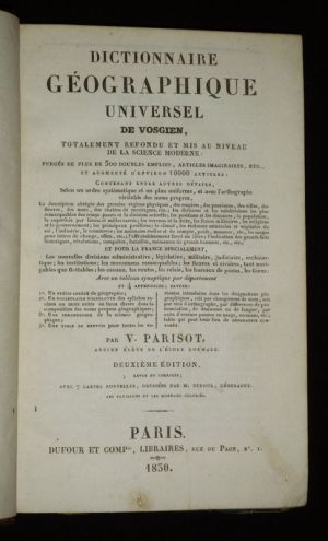 Dictionnaire géographique universel de Vosgien, totalement refondu et mis au niveau de la science moderne