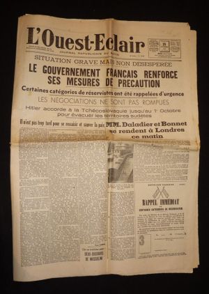 L'Ouest-Eclair (40e année - n°15.294, dimanche 25 septembre 1938)