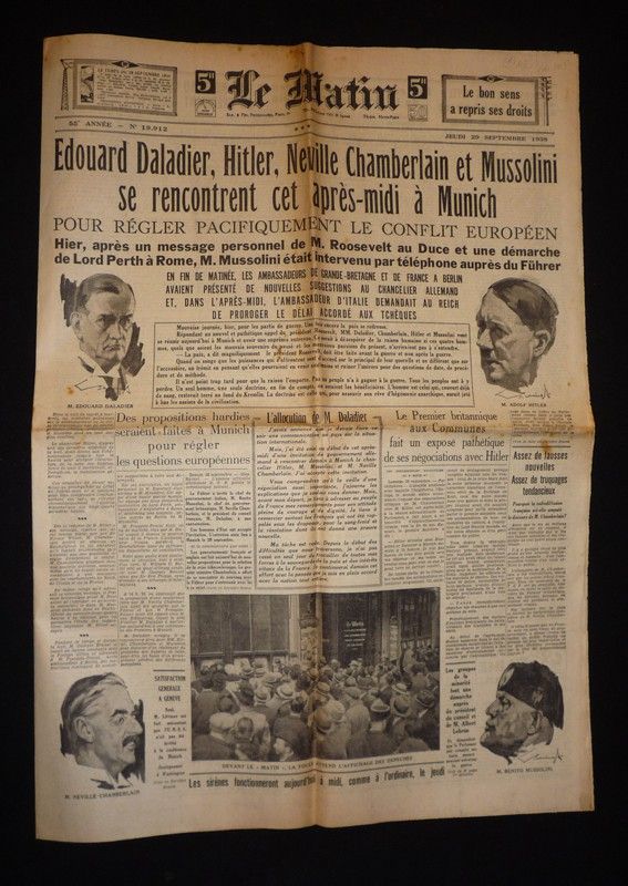 Le Matin (55e année - n°19.912, jeudi 29 septembre 1938)