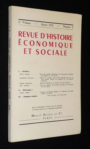 Revue d'histoire économique et sociale (Le volume - année 1972 - n°2)