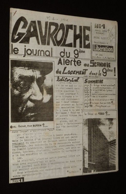 Gavroche, le journal du 9ème (n°1, avril 1974)