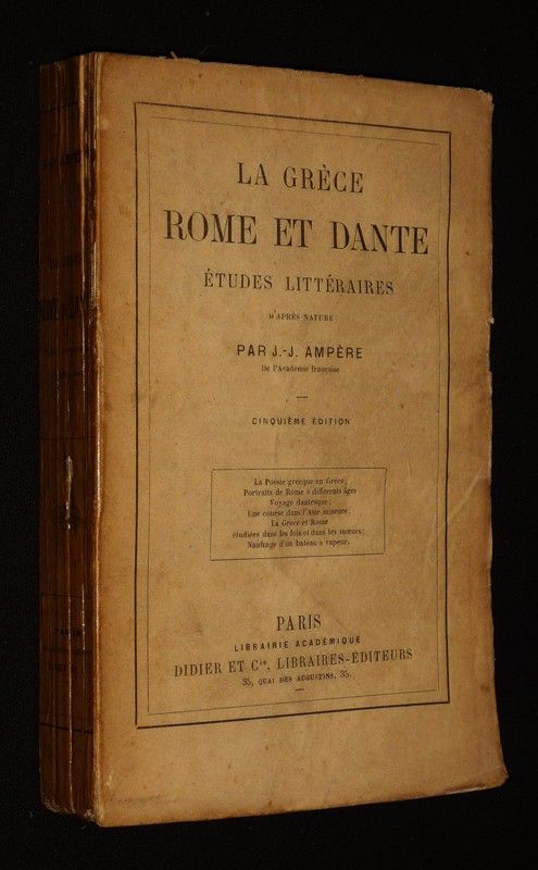 La Grèce, Rome et Dante : Etudes littéraires