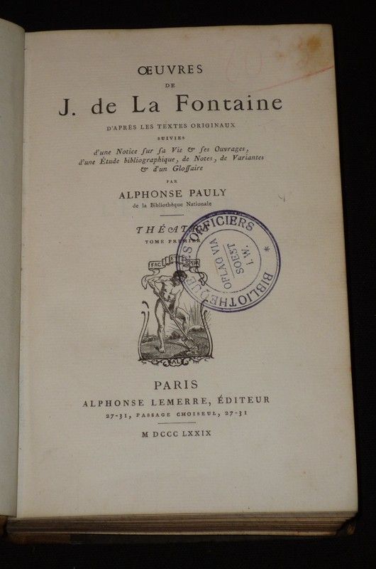 Oeuvres de J. de La Fontaine : Théâtre (Tome 1)