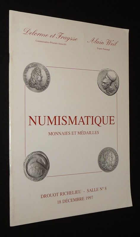 Delorme et Fraysse - Alain Weil : Numismatique : Monnaie grecques et romaines, rare collection d'Hectées en Electrum, monnaies gauloises et royales, médailles, jetons lots divers (Drouot Richelieu, 18 décembre 1997)