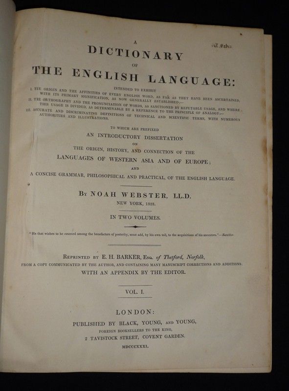 A Dictionary of the English Language (2 volumes)