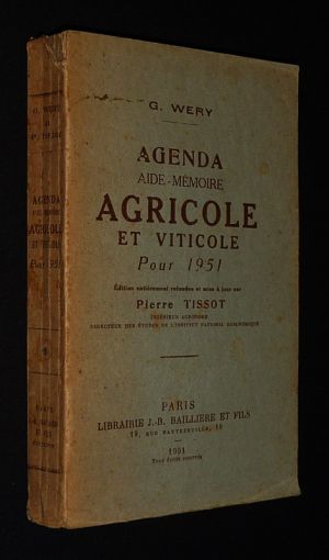 Agenda aide-mémoire agricole et viticole pour 1951