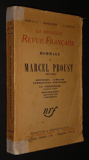 La Nouvelle Revue Française (10e année - n°112, 1er janvier 1923) : Hommage à Marcel Proust, 1871-1922