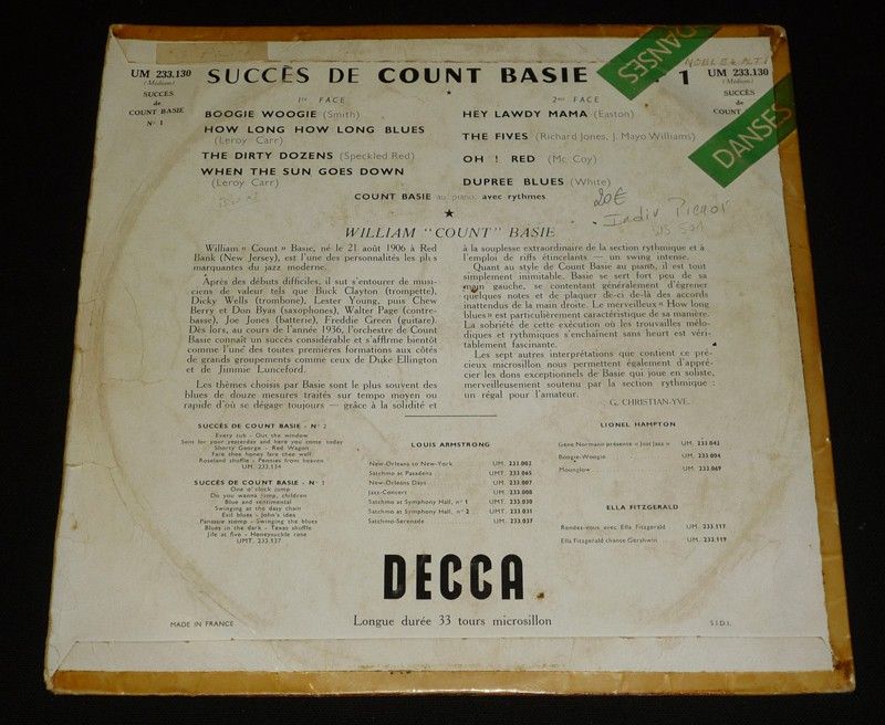 Succès de Count Basie, N°1 (disque vinyle 33T)