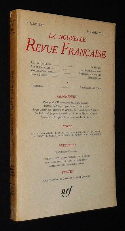 La Nouvelle revue française (15e année - n°171, 1er mars 1967)
