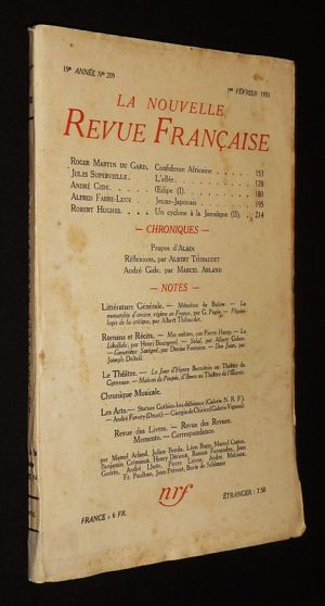 La Nouvelle Revue Française (19e année - n°209, 1er février 1931)