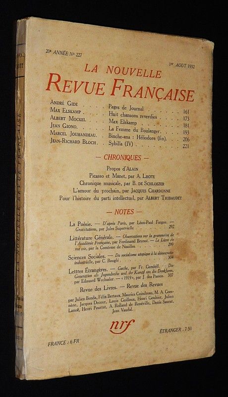 La Nouvelle Revue Française (20e année - n°227, 1er août 1932)