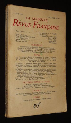 La Nouvelle Revue Française (8e année - n°89, 1er mai 1960)