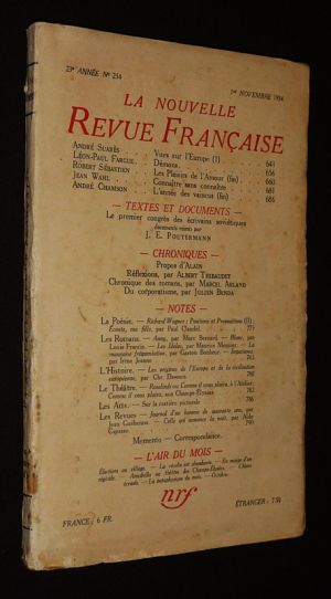 La Nouvelle Revue Française (23e année - n°254, 1er novembre 1934)