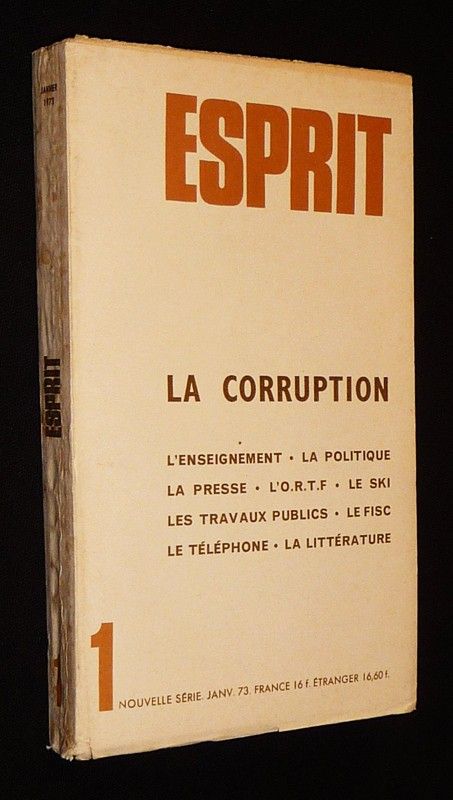 Esprit (nouvelle série - n°1, janvier 1973) : La corruption